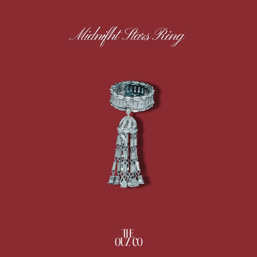 Silver Midnight Stars Ring