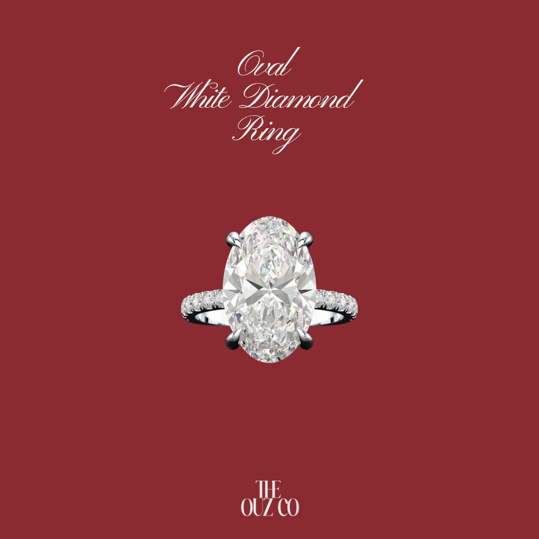 Oval White Diamond Ring