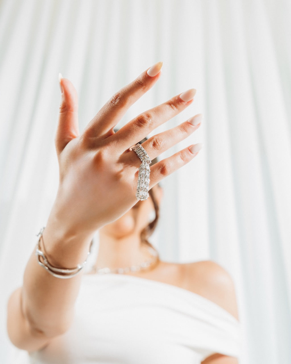 Midnight Silver Stars Ring