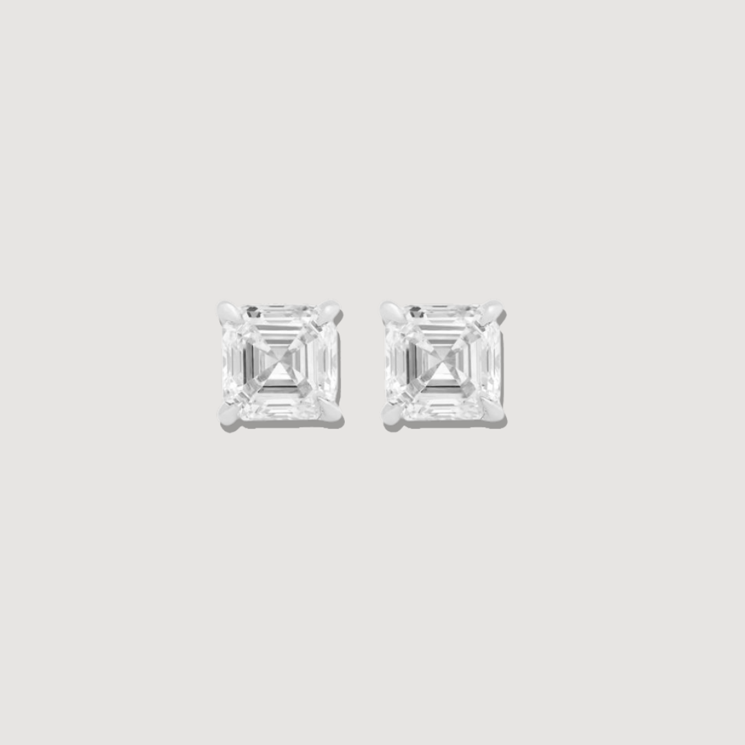 Asscher Cut Shape Studs